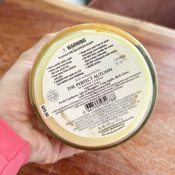 "The Perfect Autumn" Bath and Body Works 3-Wick Candle - Picture 4 of 4